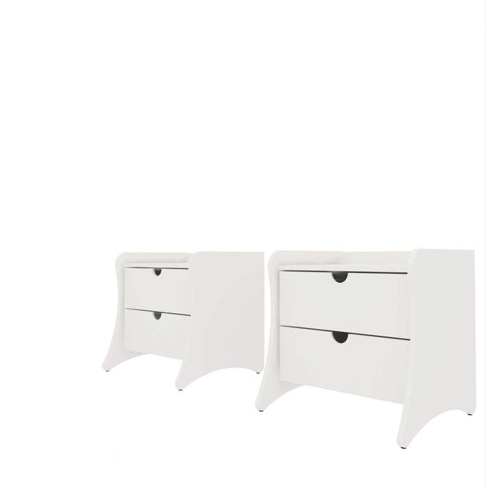 Coney Mid-Century Modern 20\" Nightstand in White (2-Drawer) - Set of 2 