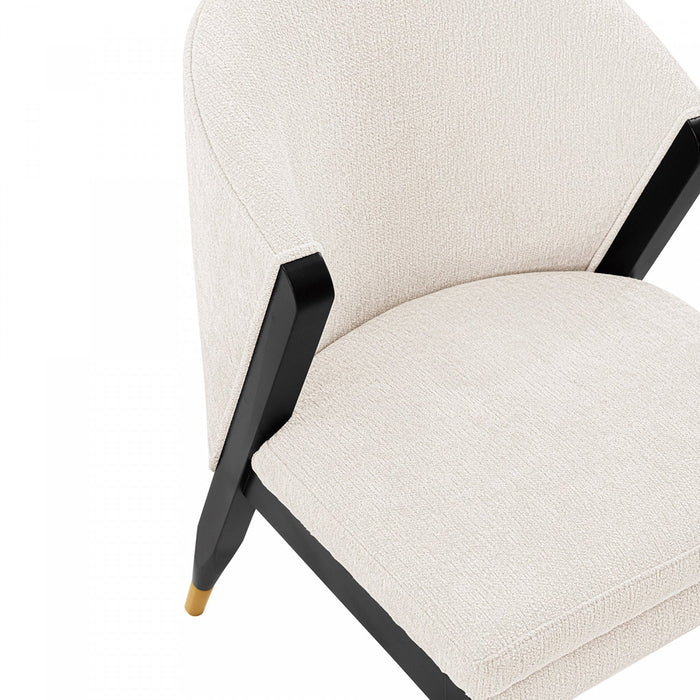 Ola Modern Wood Chenille Dining Chair in Cream - Set of 2 
