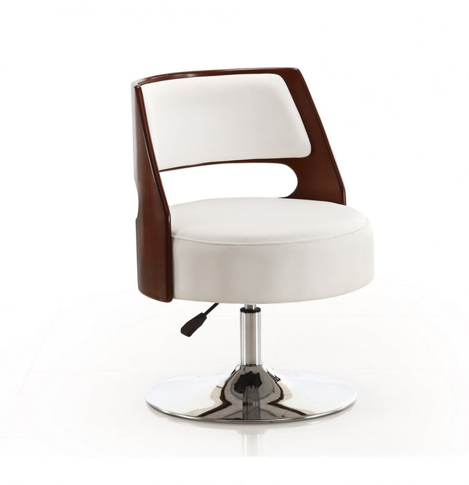 Salon Modern Vegan Leather Swivel Lounge Chair in White - Set of 2 Accent Chair 