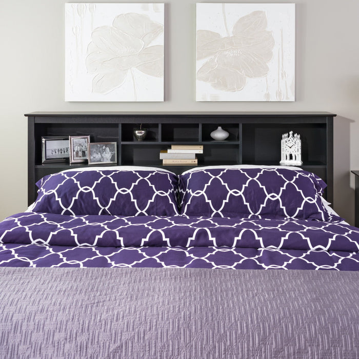 King Bookcase Headboard - Black