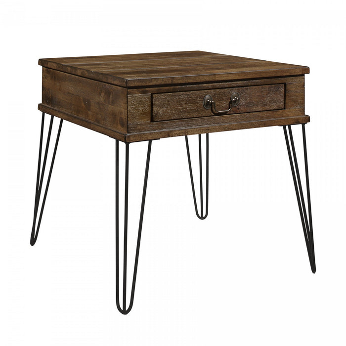Hughey End Table With 1 Drawer, Rustic Oak 