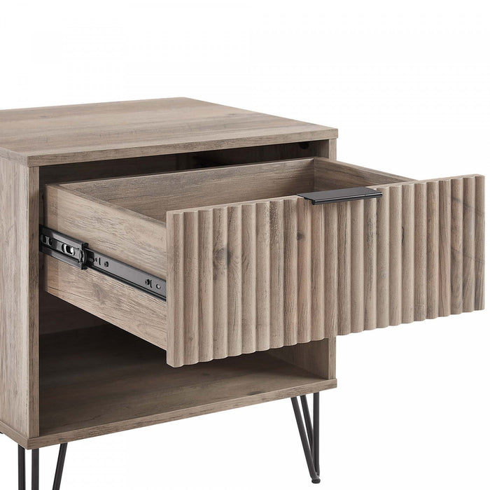 Dumbo Modern 20\" Fluted Nightstand in Rustic Gray (1-Drawer) 