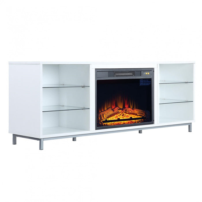 Brighton Modern 2-Piece Electric Fireplace in Black and White 