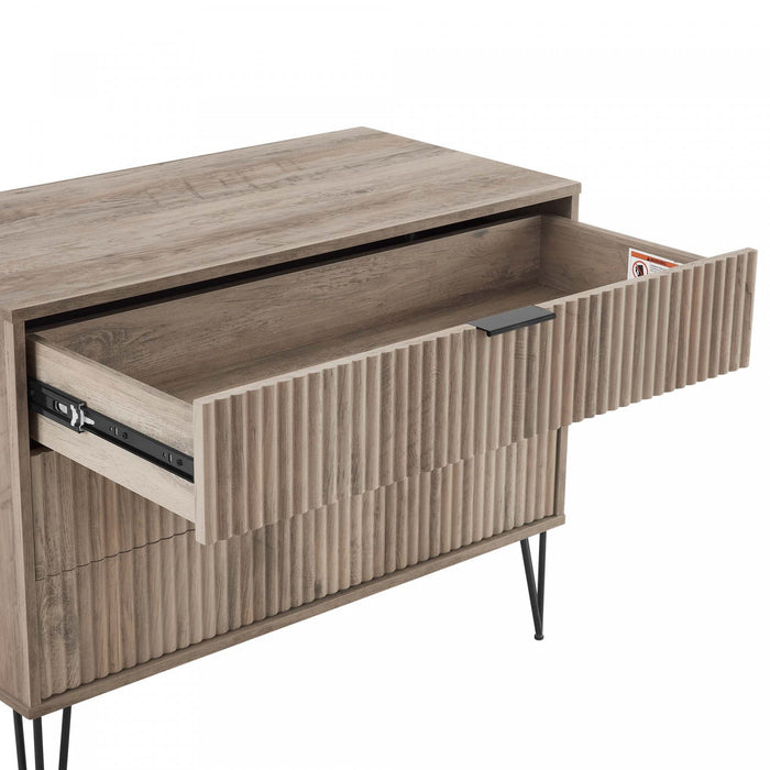Dumbo Modern 35\" Fluted Dresser in Rustic Gray (3-Drawer) 