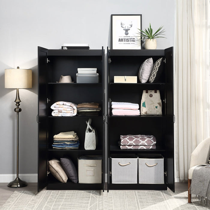 Hopkins Modern 30\" Storage Cabinet in Black (4-Shelf) - Set of 2 Armoire 