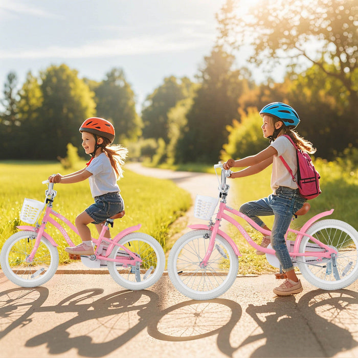 Costway 16" Kids Bike Toddler Adjustable Bicycle With Training Wheel For 4-7 Years Old Girl Pink