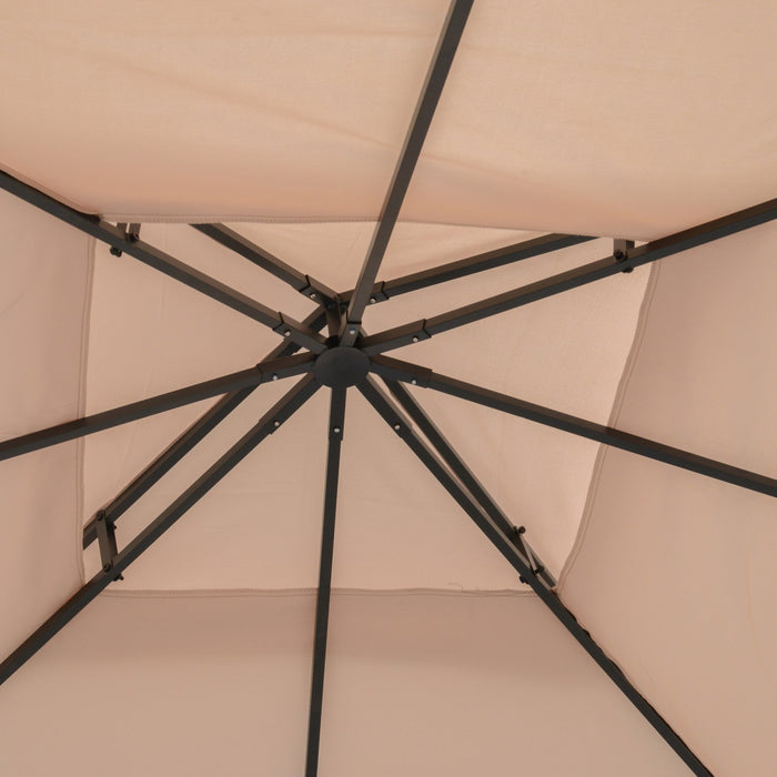 Outsunny 9.8' X 9.8' Square 2-tier Gazebo Canopy Replacement Top Cover Outdoor Garden Sun Shade, Bei