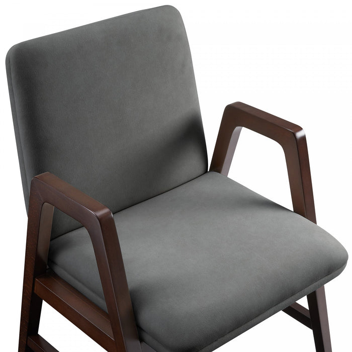 Stella Modern Wood Velvet Armchair in Graphite 