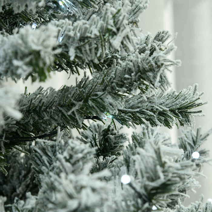Homcom 6' Flocked Artificial Christmas Tree With Cold White Led Lights