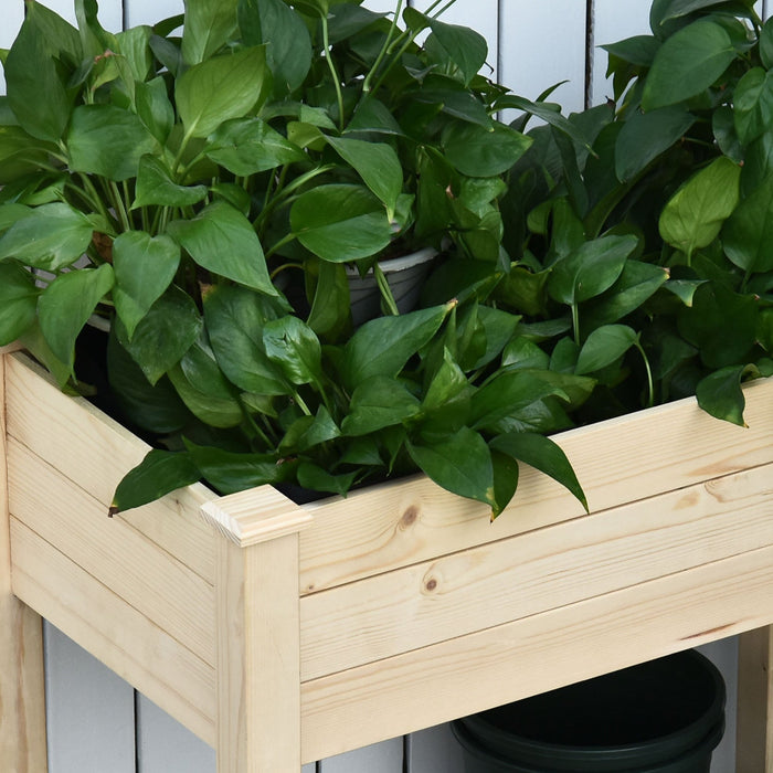 Outsunny 34''x18''x30'' Elevated Planter Box With Legs Wooden Patio Raised Garden Bed Outdoor Flower