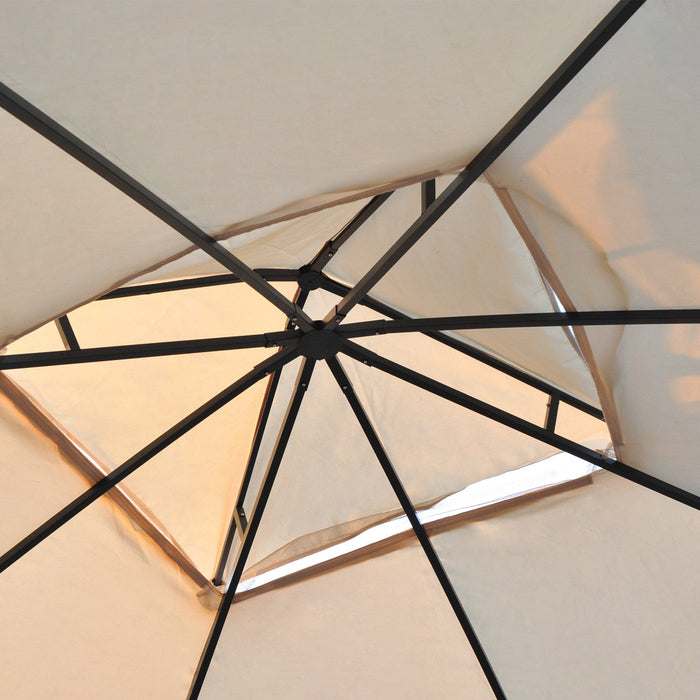 Outsunny 10' X 10' Steel Outdoor Patio Gazebo Canopy With Removable Mesh Curtains, Display Shelves, 