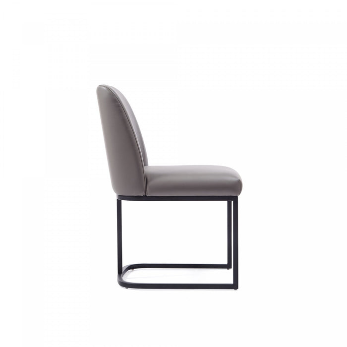 Serena Modern Metal Vegan Leather Dining Chair in Taupe - Set of 2 