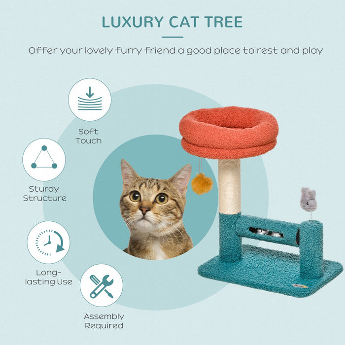 Pawhut Cat Tree With Removable Bed Scratching Post Interactive Kitten Toy Dangling Ball Spring Rolle