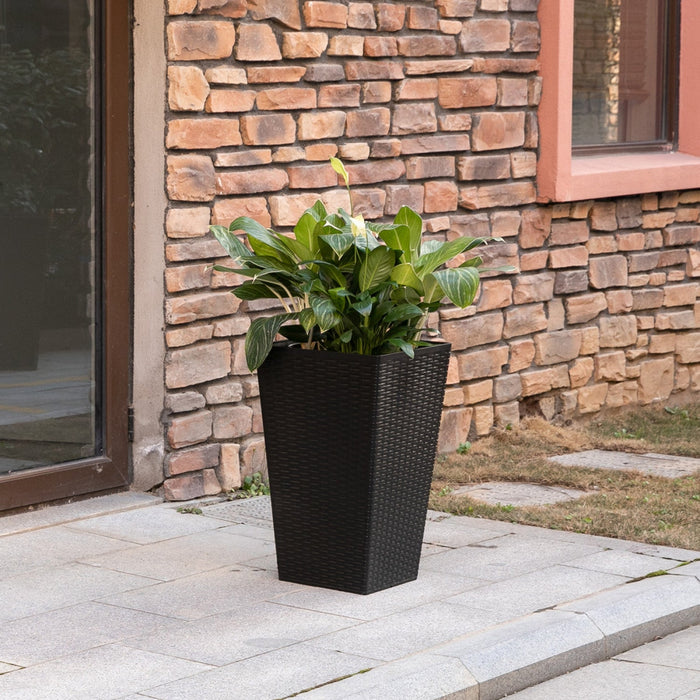 Outsunny Set Of 3 Tall Planters With Drainage Hole, Outdoor & Indoor Flower Pot Set For Front Door, 