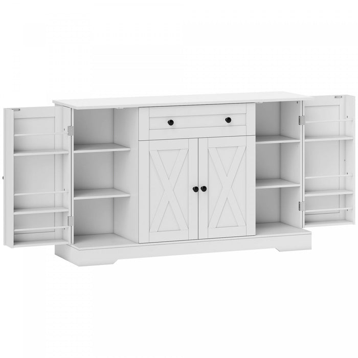 HOMCOM 54" Sideboard Buffet Cabinet, Farmhouse Kitchen Cabinet, White