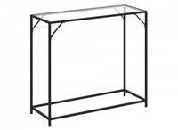 31” Modern Console With Tempered Glass With Black Metal 