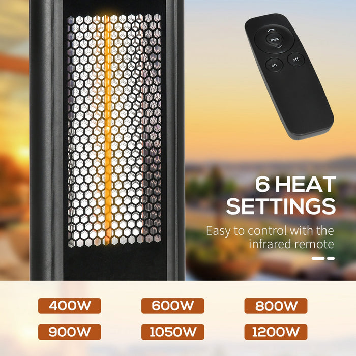 Outsunny Electric Patio Heater With Ultra-low Glare And 6 Heat Settings, 1200w Aluminium Alloy Frees