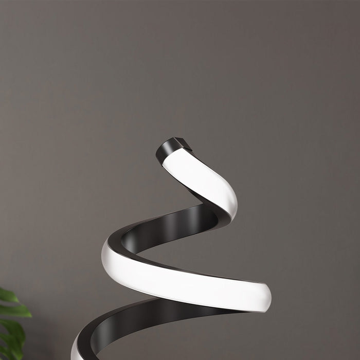 16\" Matte Black Spiral LED Table Lamp 