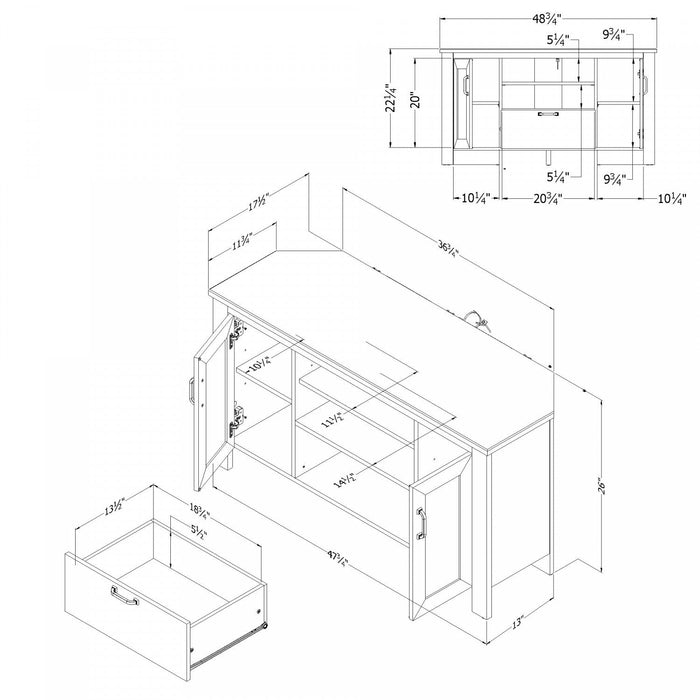 Lionel Corner Tv Stand, For Tvs Up To 48 Inches - Weathered Oak 