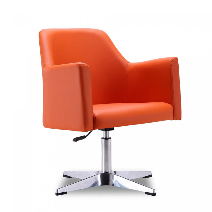 Pelo Modern Vegan Leather Swivel Lounge Chair in Orange - Set of 2 Accent Chair 