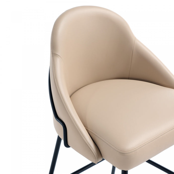 Gracie Modern Metal Upholstered Counter Stool in Tan and Black Bar Stool 