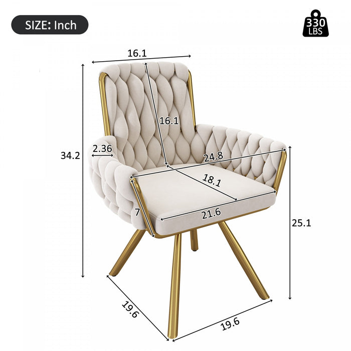 Timothy Velvet Swivel Dining Chairs with Tufted Upholstered and Metal Legs Set of 4, Glod  