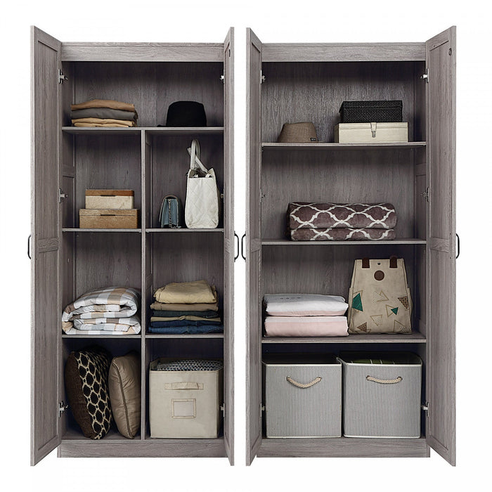 Hopkins Modern 2-Piece Wardrobe Closet in Gray Armoire 