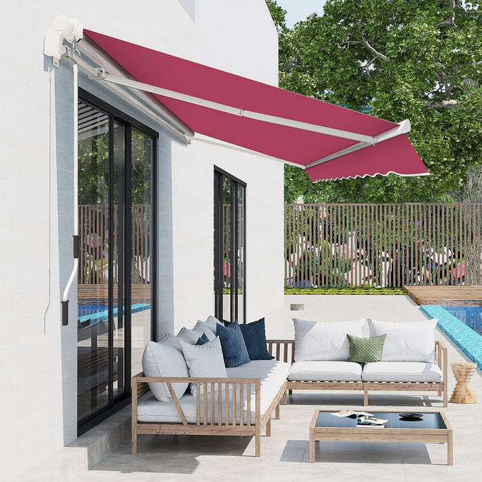 Outsunny 13' X 8' Manual Retractable Patio Awning Sun Shade Outdoor Deck Window Door Canopy Shelter 