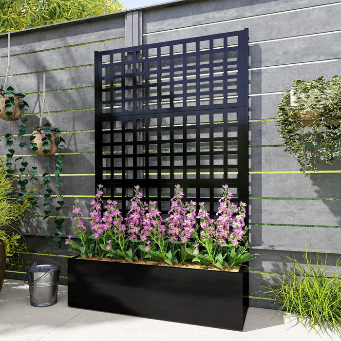 Outsunny Galvanized Planter Box with Trellis, 43" x 16" x 70"
