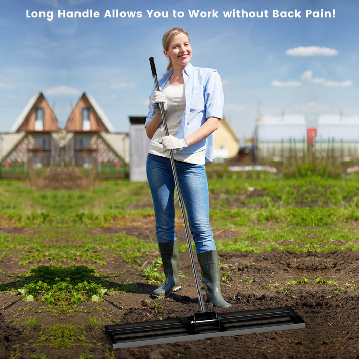 Costway Lawn Leveling Rake 42" X 10" Heavy Duty Level Lawn Tool For Garden Backyard/lawn Black