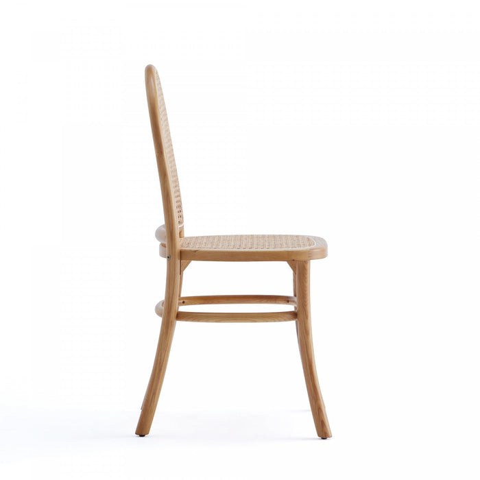 Paragon Industry Chic Cane Back Wood Upholstered Dining Chair in Oatmeal - Set of 4 