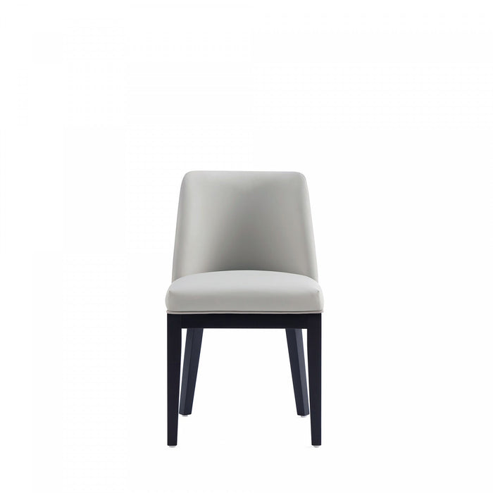 Gansevoort Modern Wood Vegan Leather Dining Chair in Stone Gray - Set of 4 