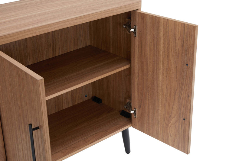 Jodie Mid-Century Modern 31\" Fluted Accent Cabinet in Maple 