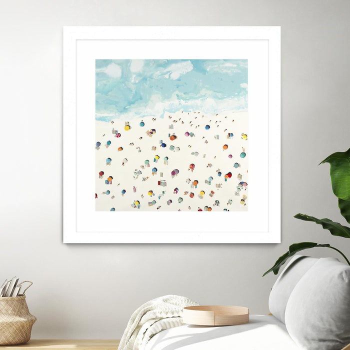 \"Beach Days\" Matted and Framed White 30x30 Wall Art