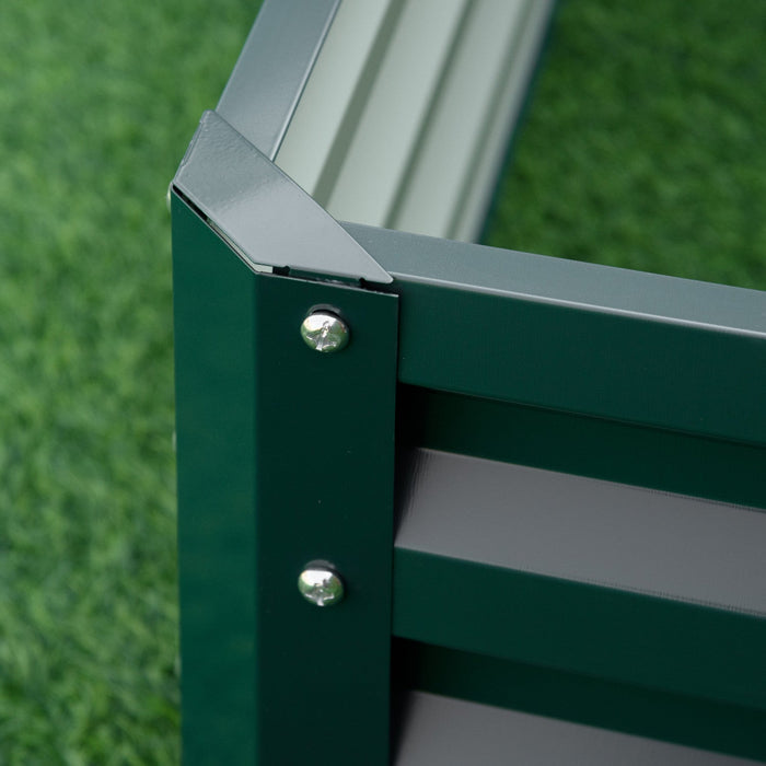 Outsunny 4' X 4' X 1' Raised Garden Bed Box With Weatherized Steel Frame For Vegetables, Flowers, & 