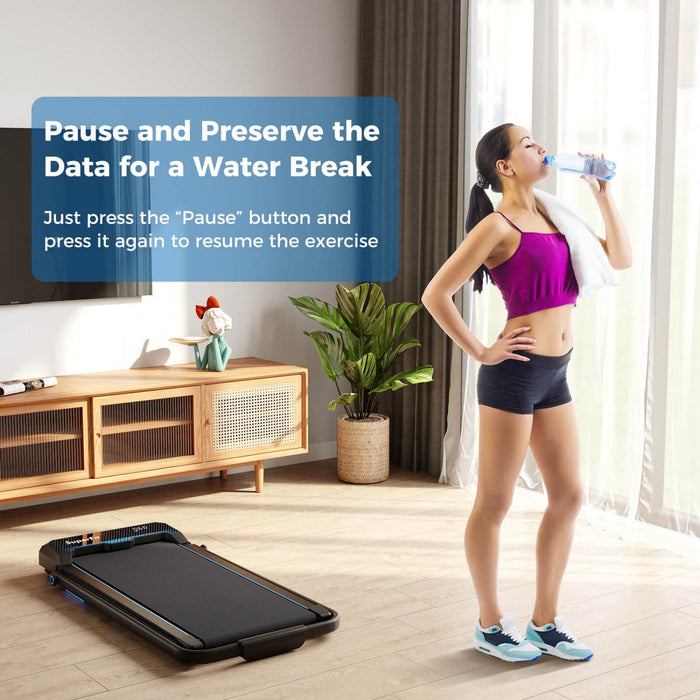 Costway 3 In 1 Folding Treadmill With Remote Control Led Display And App For Home Blue