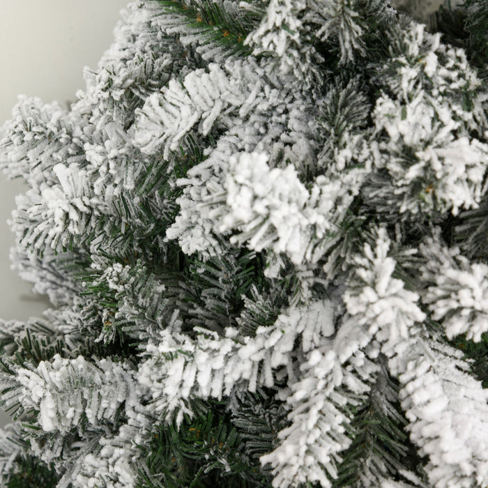 Homcom 6ft Snow Flocked Artificial Christmas Tree With 928 Branches And 250 Led Warm White Lights