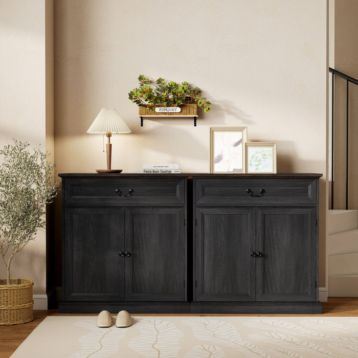 HOMCOM Buffet Cabinet 32" Farmhouse Sideboard with Thick Top Drawer Black