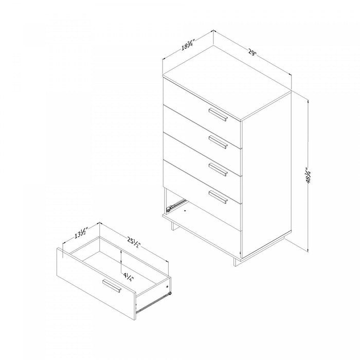 Cavalleri 5-Drawer Chest Storage Unit - Pure White