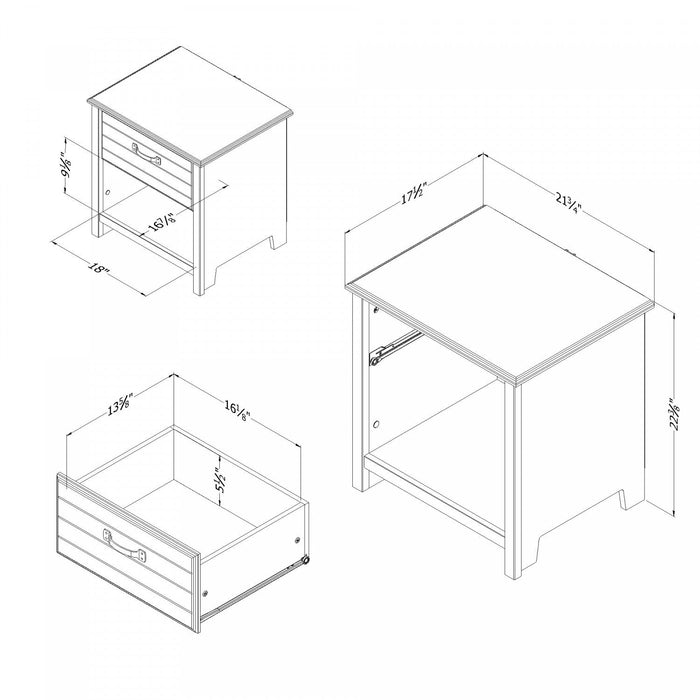 Ulysses 1-Drawer Nightstand - Winter Oak