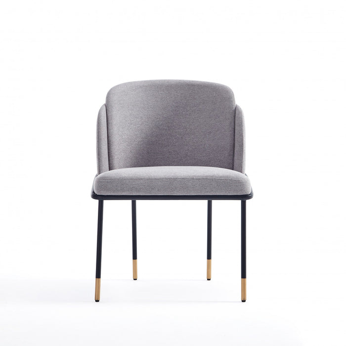 Flor Modern Metal Twill Weave Dining Chair in Gray - Set of 2 