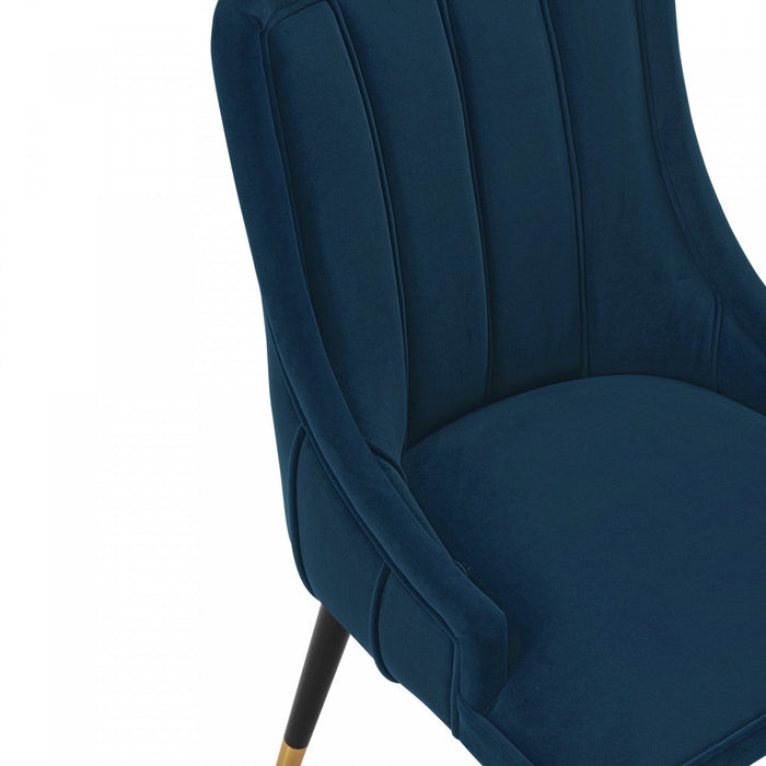 Eda Modern Wood Upholstered Dining Chair in Midnight Blue - Set of 2 