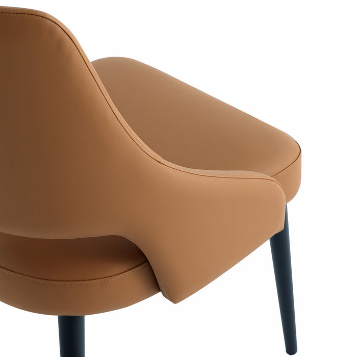 Tremont Modern Metal Vegan Leather Dining Chair in Saddle 