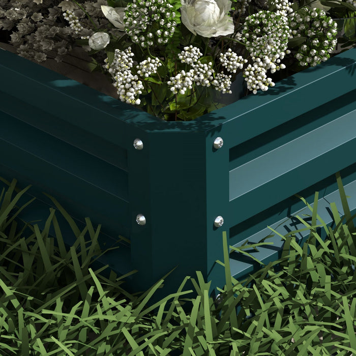 Outsunny 2 Tier Raised Garden Bed Galvanized Steel Planter Box, Green