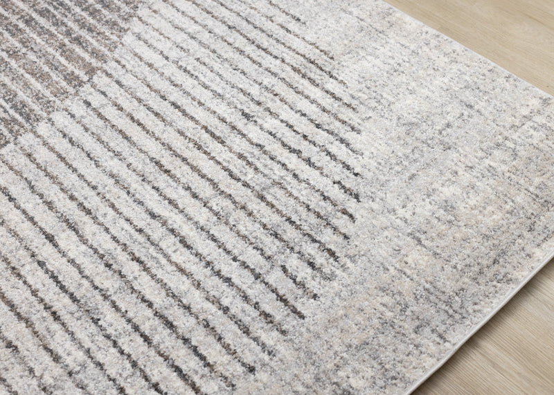 Solace Soft Low-Pile Grey White Merging Circles Area Rug - 5'3\" x 7'7\"