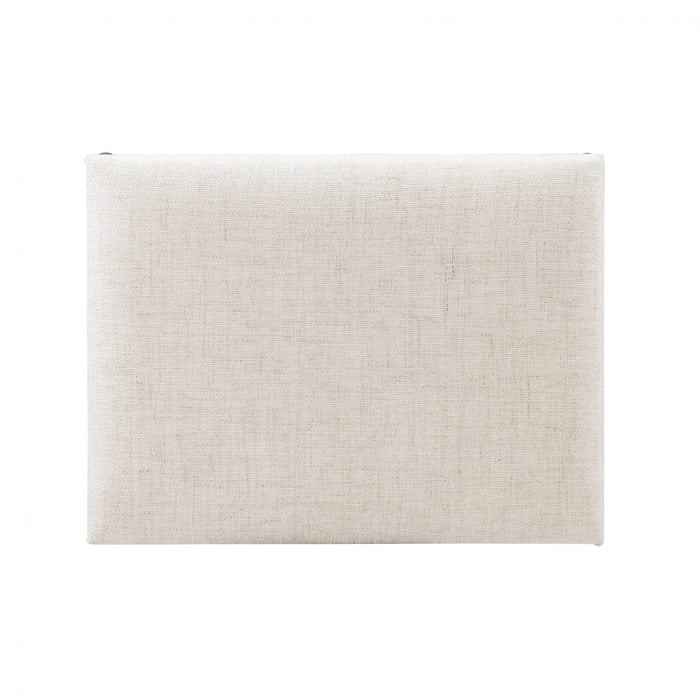 Ashburn Campaign Linen-Look Fabric Ottoman - Black