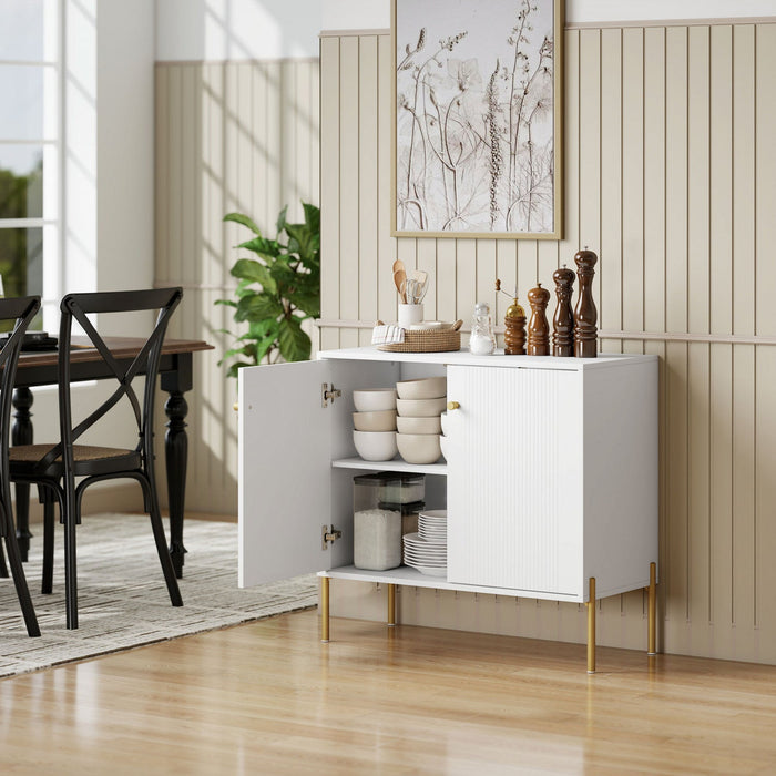 HOMCOM Sideboard with Fluted Doors, 32" Modern Buffet Cabinet, White