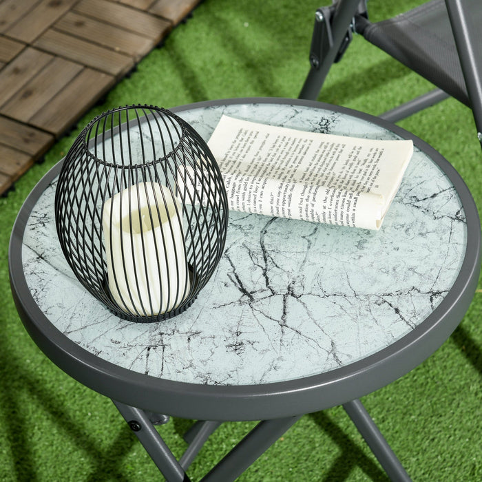 Outsunny 18" Outdoor Folding Table With Tempered Glass Top, White