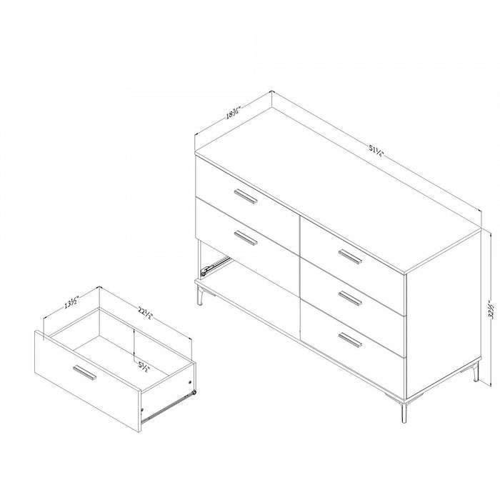 Musano 6-Drawer Dresser - Natural Walnut