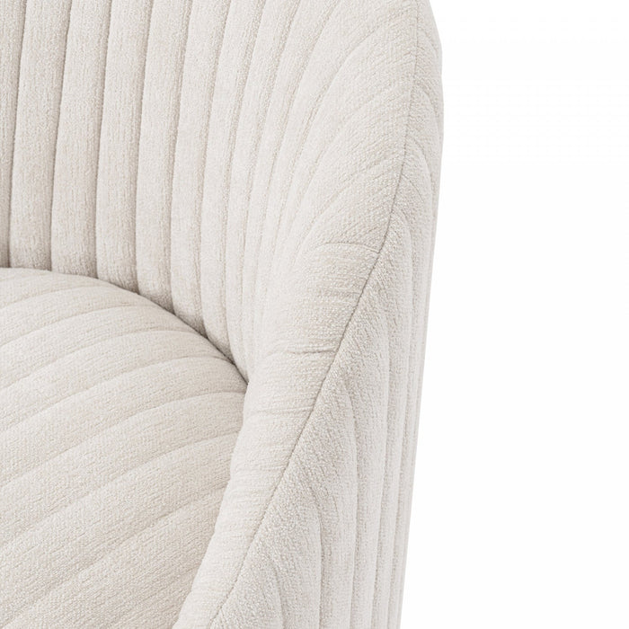 Leela Modern Chenille Swivel Lounge Chair in Cream - Set of 2 Accent Chair 